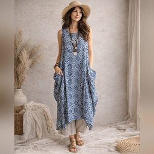 NWT WORLD MARKET SHIFT DRESS POUCHY POCKETS LAGENLOOK COCOON SIZE L/XL